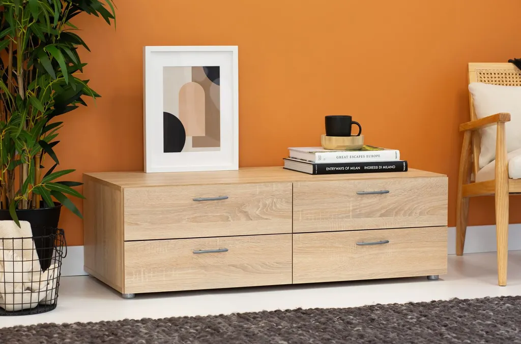 Commode basse RICHMOND chêne sonoma à tiroirs pour chambre ou salon - 5