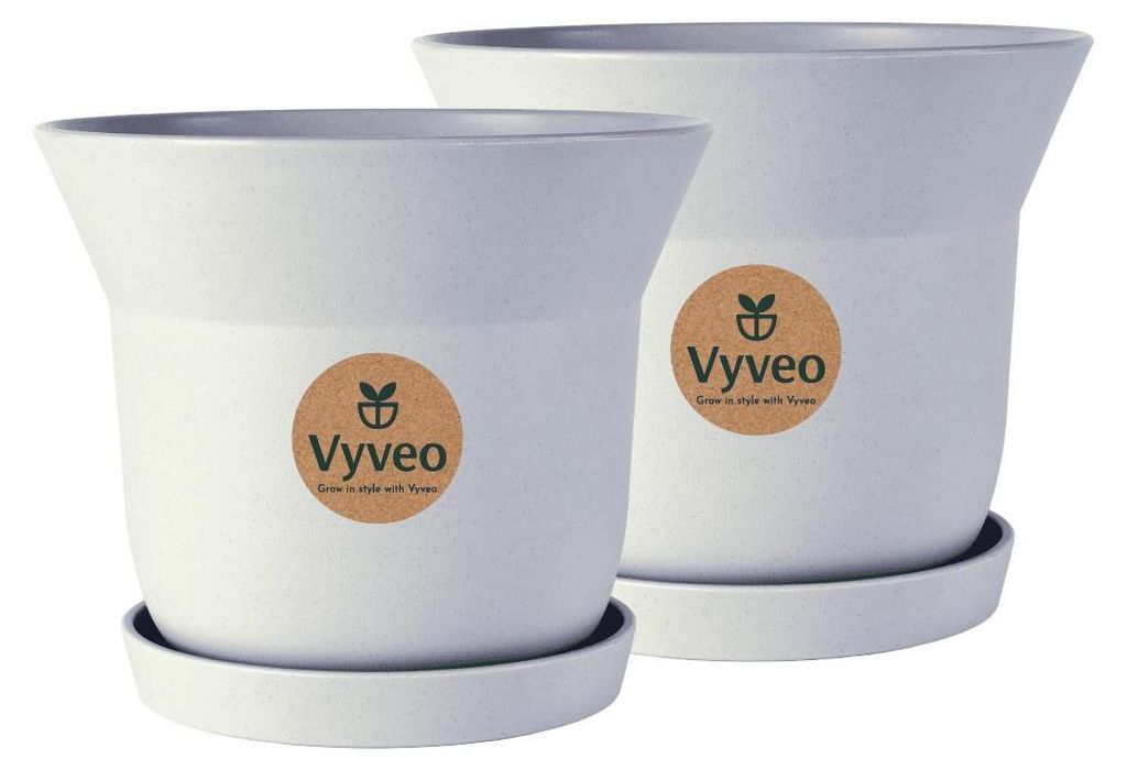 Vyveo - Blumentopf Aalta mit Untersetzer - 2er-Set - Hellgrau - 20x17
