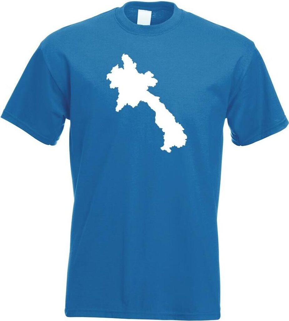 Kiwistar - T-Shirt - royal - Laos Umriss Kontur Herren Funshirt Bedruckt Design Sprüche Spruch Motive - mit Motiv Bedruckt - Funshirt Design - Spo...