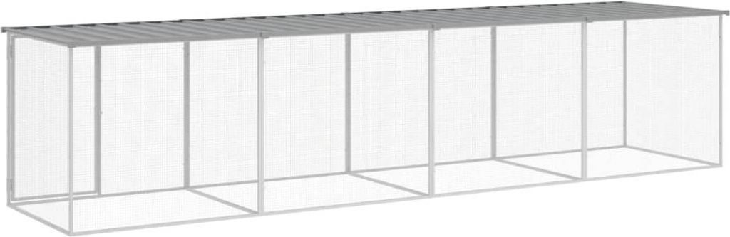 vidaXL Hühnerkäfig mit Dach Hellgrau 403x98x90 cm Verzinkter Stahl