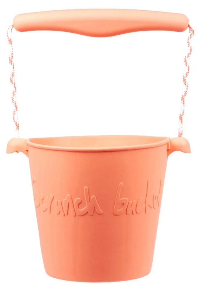 Seau Scrunch silicone incassable et pliable coloris orange pêche doux