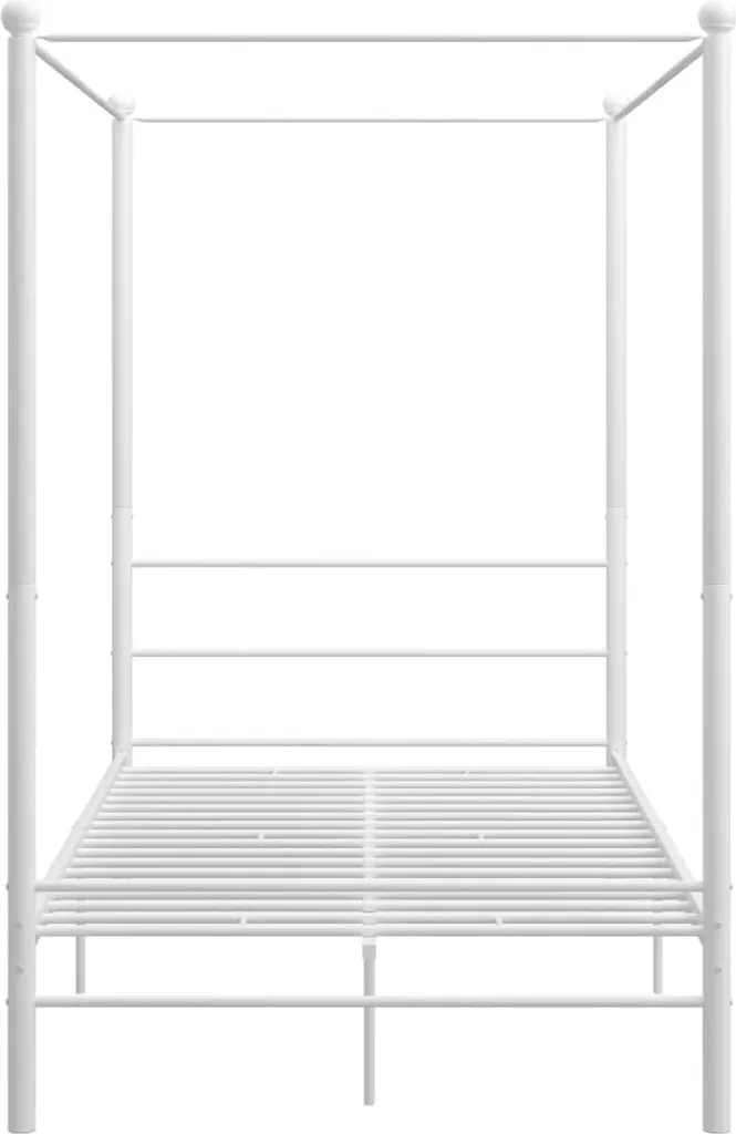 Lit à baldaquin design métal blanc 140x200 avec structure fixe