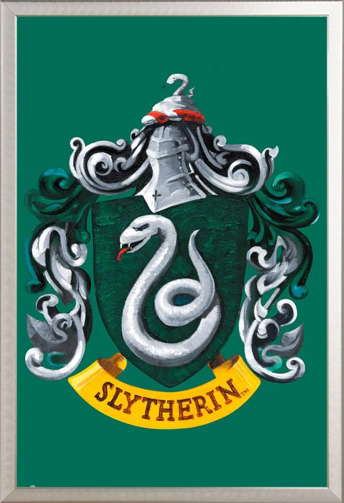 Poster Slytherin Crest Harry Potter Cornice Alluminio Shinsuke Silver