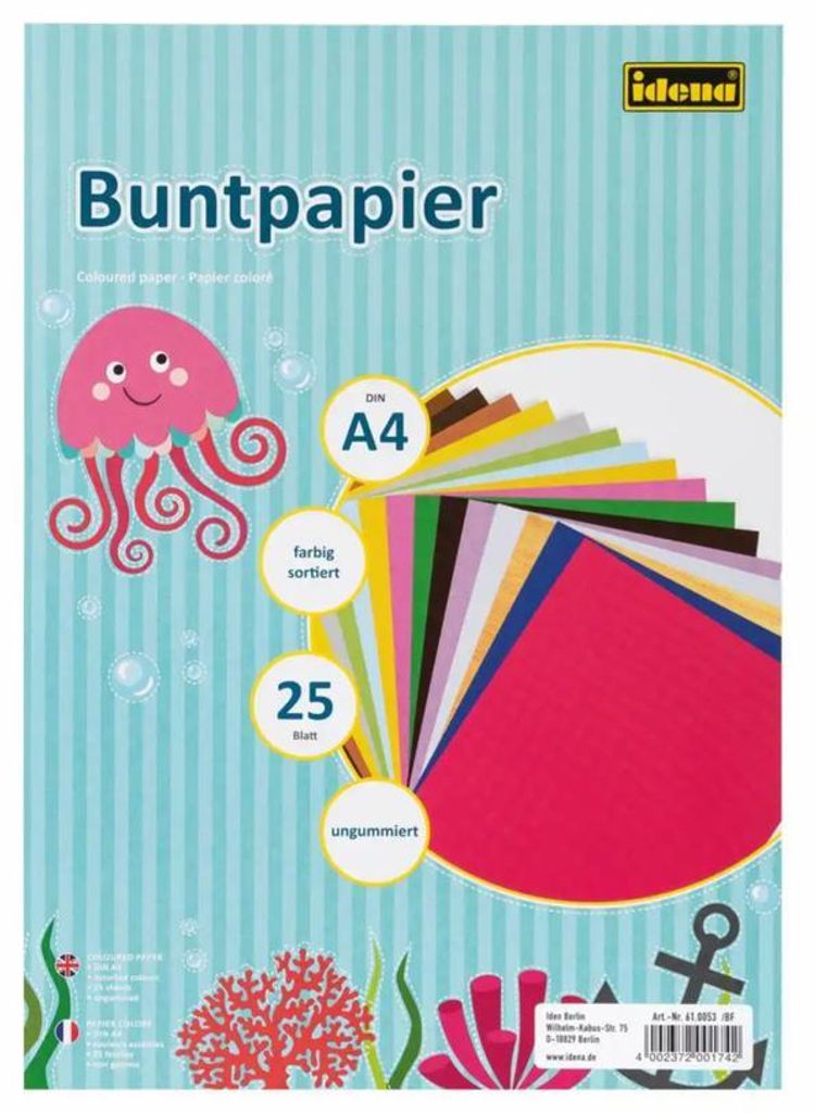 Happy Kidz Idena Buntpapier A4 21403136038 Produktbild 