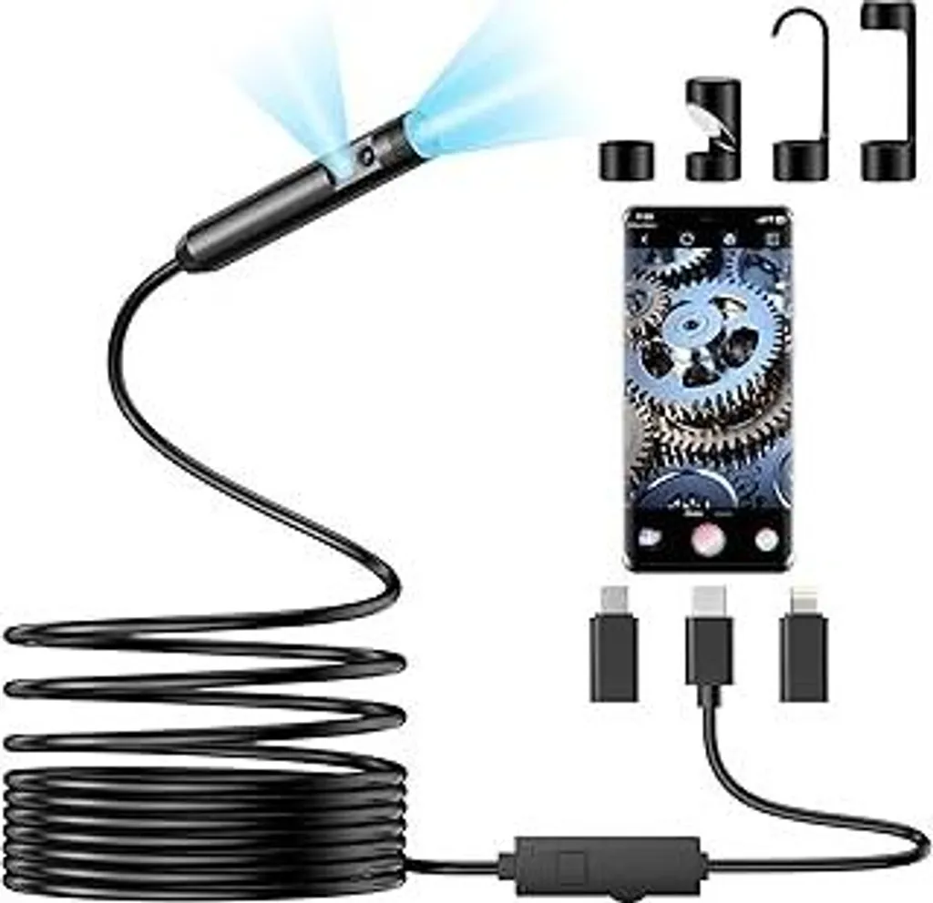 Telecamera Endoscopica Doppia Lente 1920P HD per Smartphone iOS Android