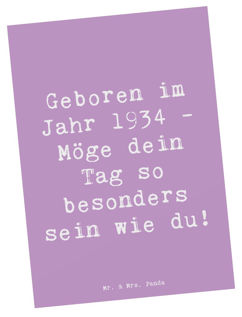 Mr. & Mrs. Panda Grußkarte Spruch 1934 Geburtstag - Lavendeltraum - Geschenk, besondere Geburtstagswünsche, Ansichtskarten, Fotokarte, Postkarten...