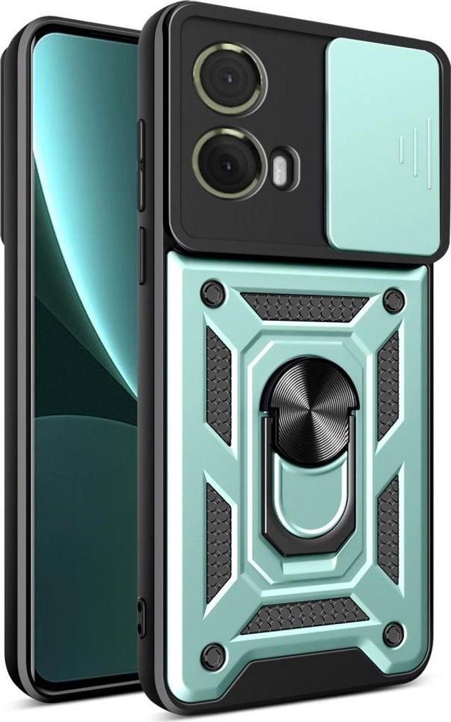 Motorola Moto G85 Hülle - Coverup Armor Ring Ständer Back Cover mit Kamera Schutz - Mintgrün