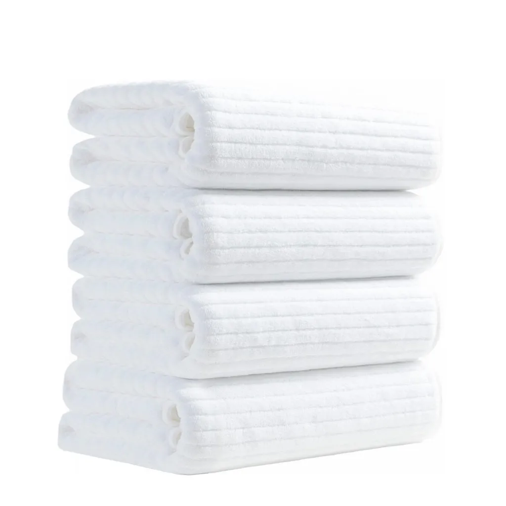Set 4 Asciugamani Bagno 100x200 Bianco - Pile Corallino Extra Morbido