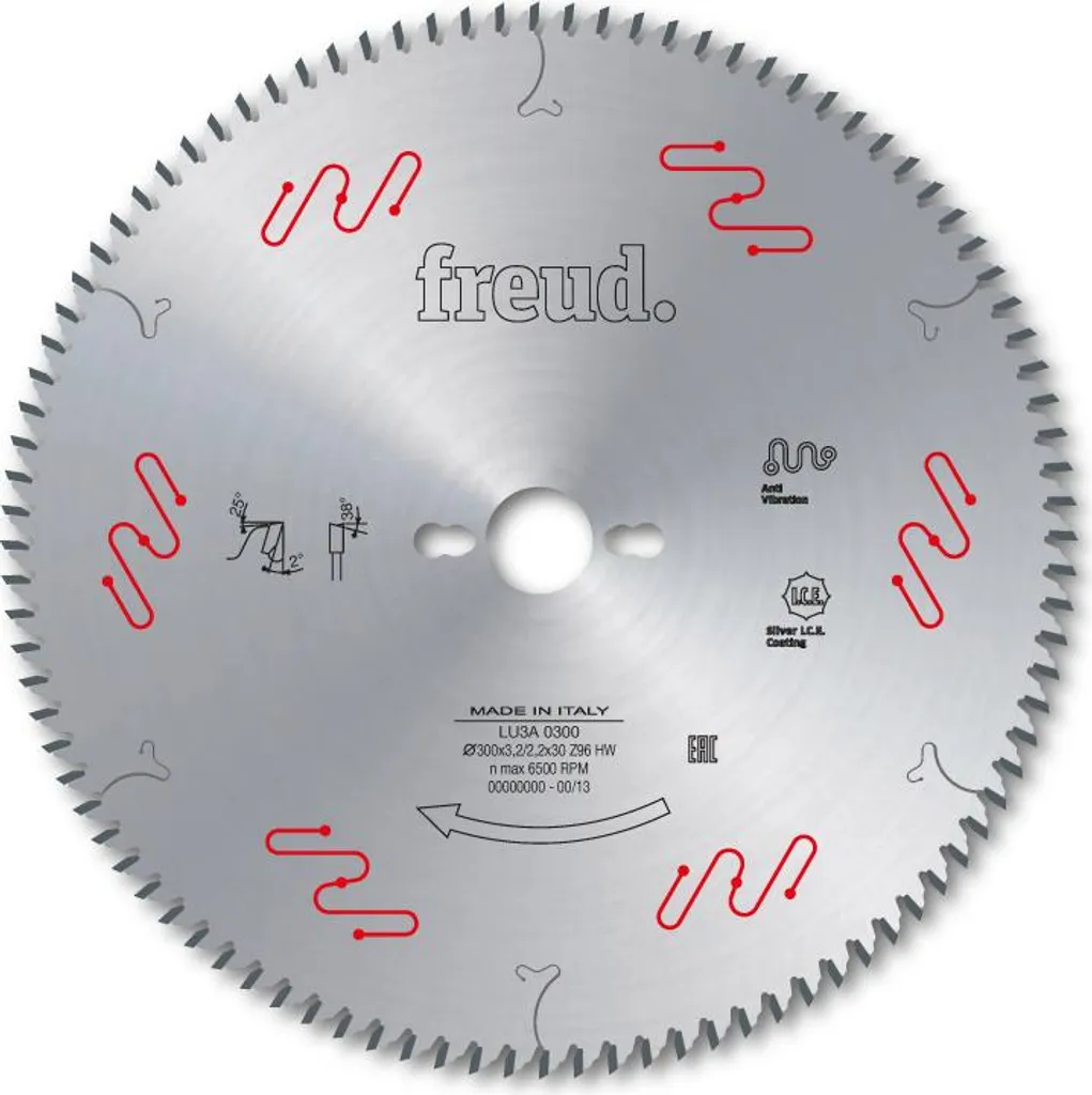 Lame Carbure Freud Z96 Ø300 Denture 38° BA pour Coupe Haute Finition
