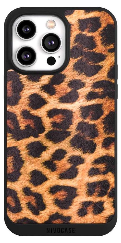NIVOCASE Handyhülle für Apple iPhone 14 Pro Max Hülle NIVOpure Case Schwarz Animalprint Fell Leopard