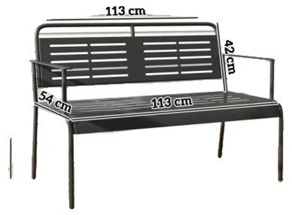 Banc de terrasse métallique à lattes résistantes - Style Industriel