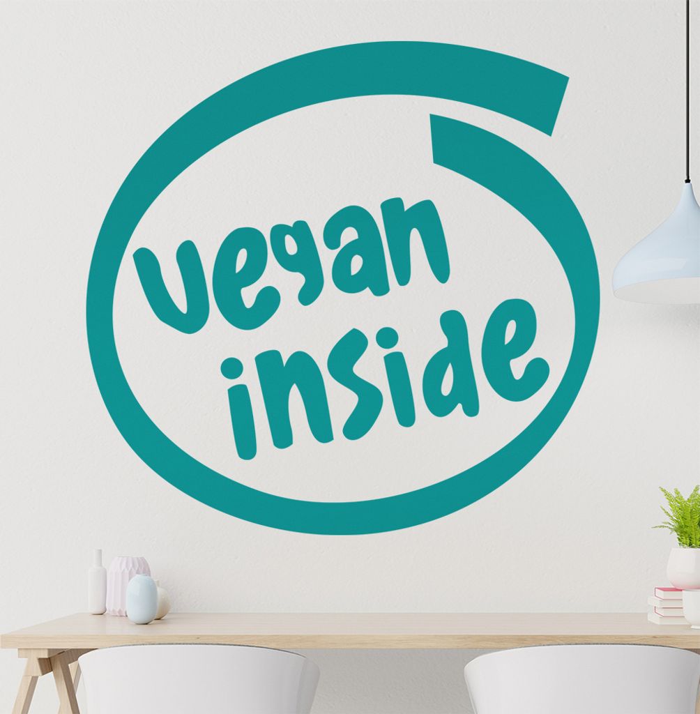Vegan inside Wandtattoo in 6 Größen - Wandaufkleber Wall Sticker - Dekoration, Küche, Wohnzimmer, Schlafzimmer, Badezimmer