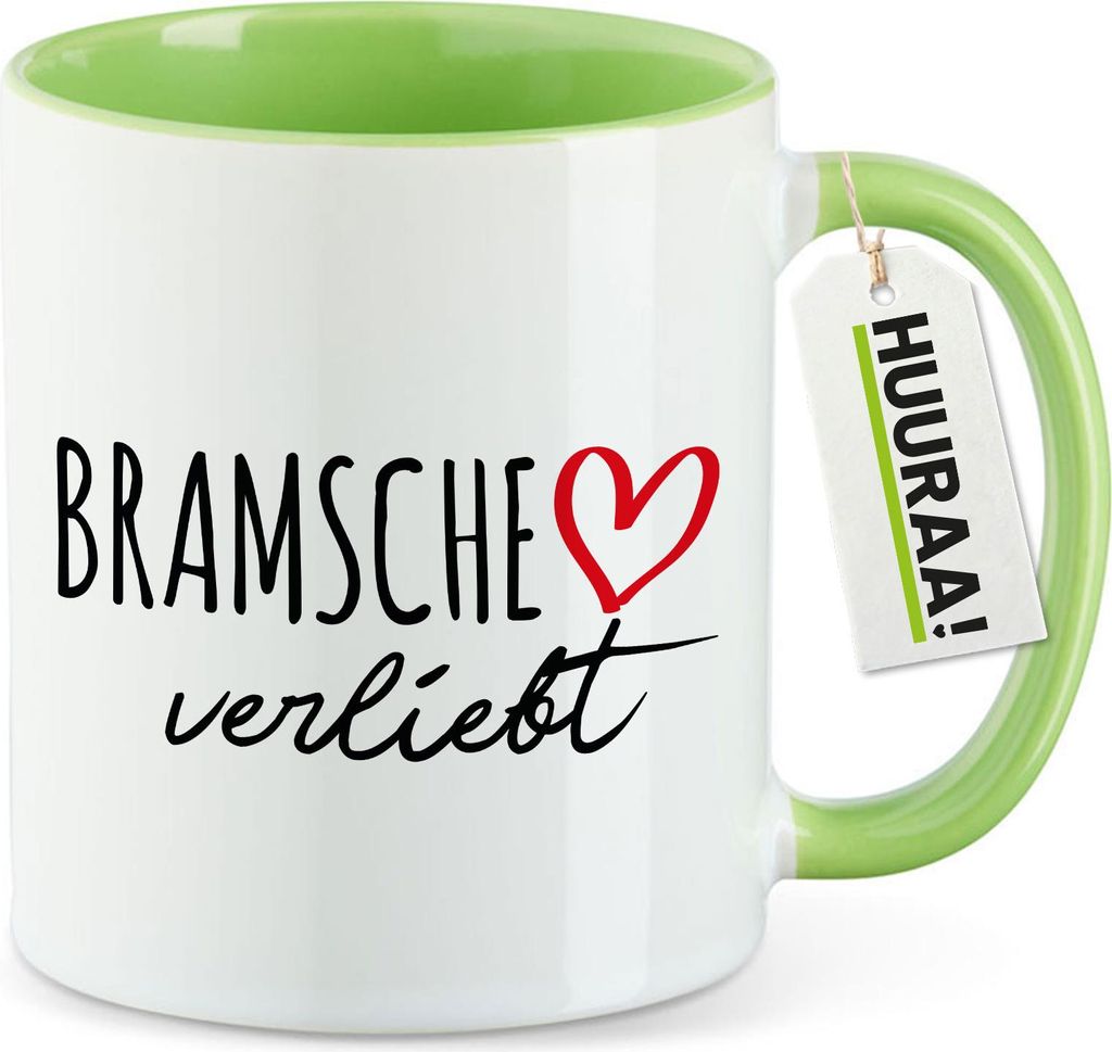 Huuraa Kaffeetasse Ganderkesee verliebt 330ml Grün Keramik Kaffeebecher Geschenkidee