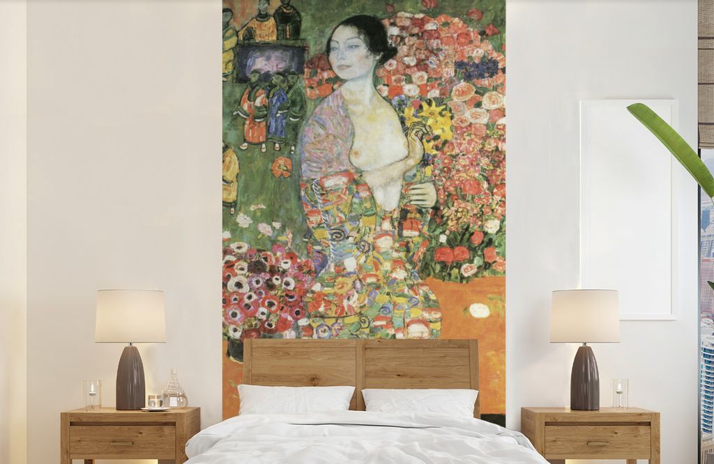MuchoWow Fototapete für Wohnzimmer oder Schlafzimmer Wandtapete Vinyl Motivtapete Tänzerin - Gustav Klimt - 120x240 cm - Hintergrundbild