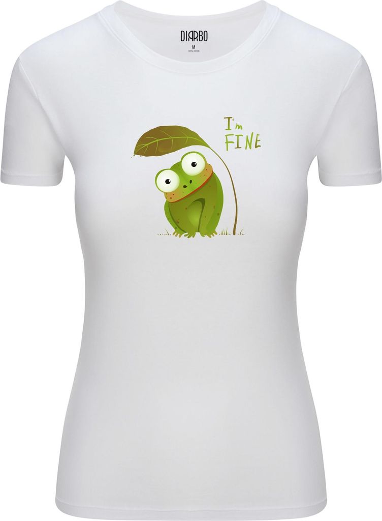 Diarbo Damen T-Shirt mit Tierliebhaber Druck Mir geht es gut Weiß Gr.M