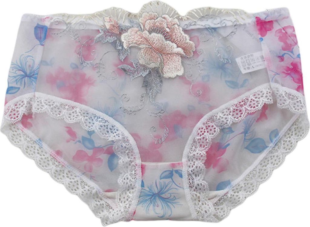 Damen-Höschen mit Rosenstickerei, Blumendruck, mittlere Produktbild 