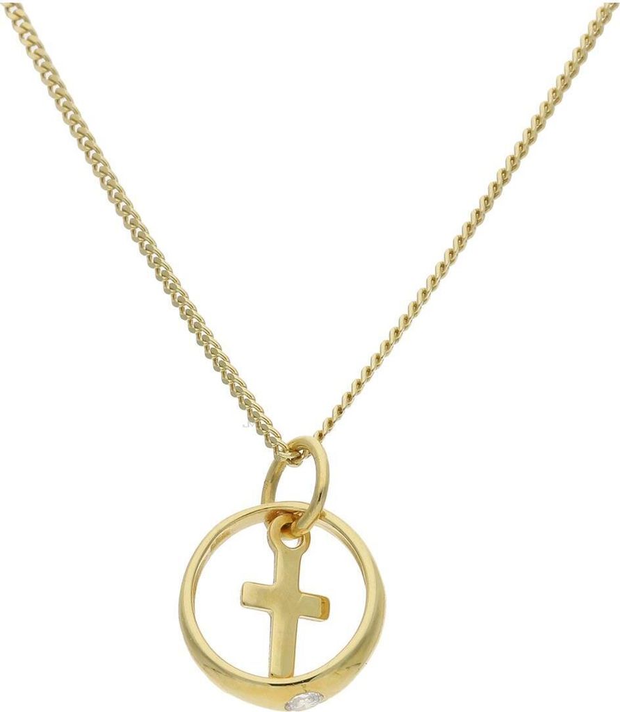 JuwelmaLux Anhänger 333/000 (8 Karat) Gold Taufring mit Kreuz mit Zirkonia JL14-02-0013