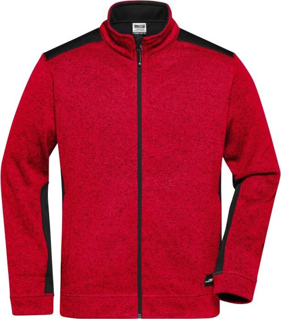 Pflegeleichte Strickfleece Jacke im Materialmix red-melange/black, Gr. L