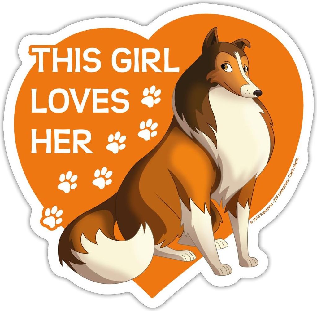 Spreadshirt Lassie Dieses Mädchen Liebt Lassie Spruch Sticker Aufkleber, 10 x 10 cm, Mattweiß