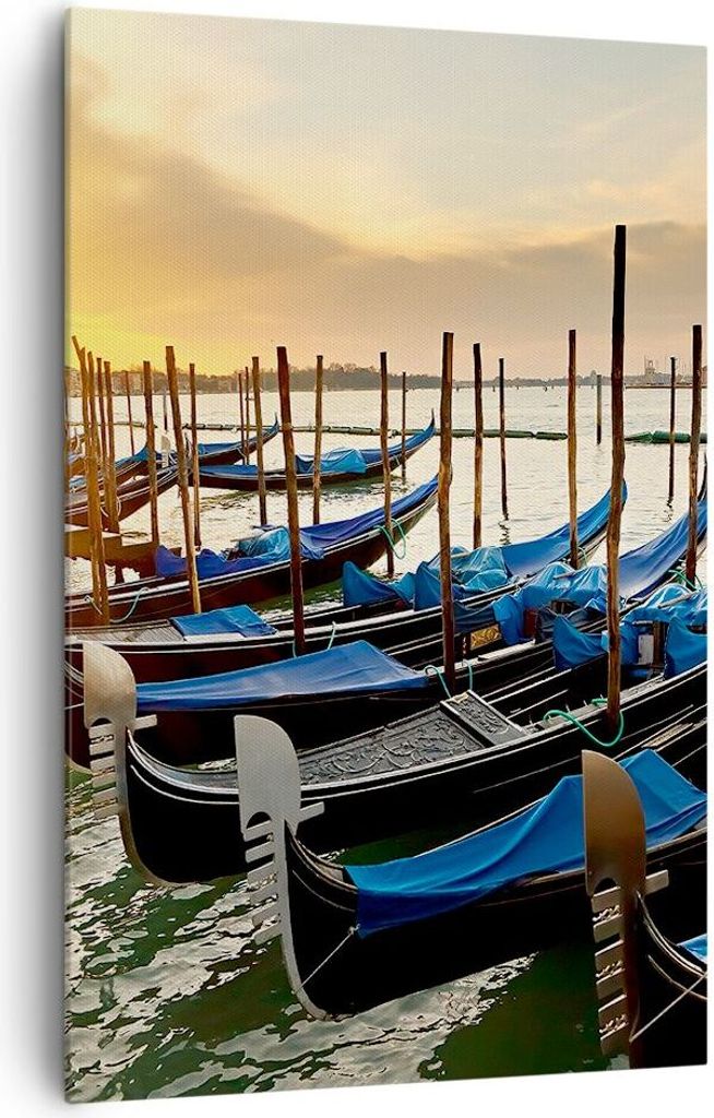Bild auf Leinwand - Leinwandbild - Einteilig - Venedig Gondel - 80x120cm - Wand Bild - Wanddeko - Wandbilder - Leinwanddruck - Kunstdruck - Wanddek...
