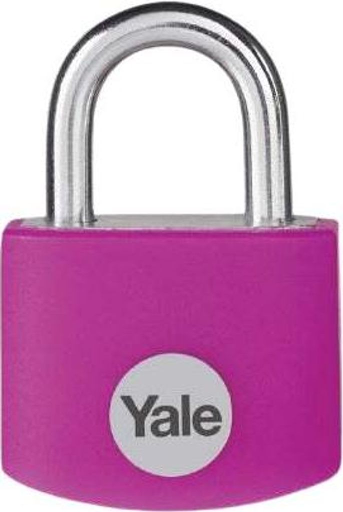 Yale Vorhängeschloss mit Schlüssel, 50mm Aluminium Schloss, Rosa, 3 Schlüssel