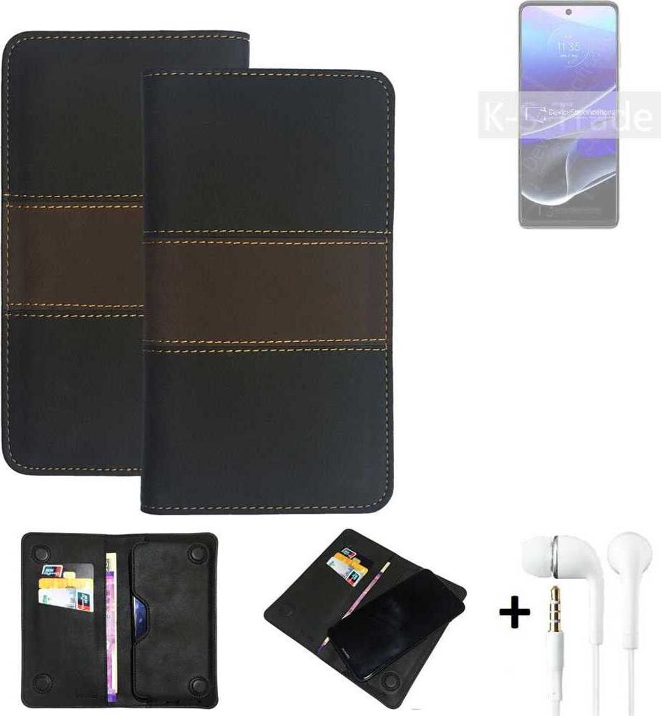 K-S-Trade Handyhülle + Kopfhörer kompatibel mit Motorola Moto G Stylus 5G (2022) Schutzhülle Walletcase Bookstyle Tasche Schutz Case Hülle Wallet