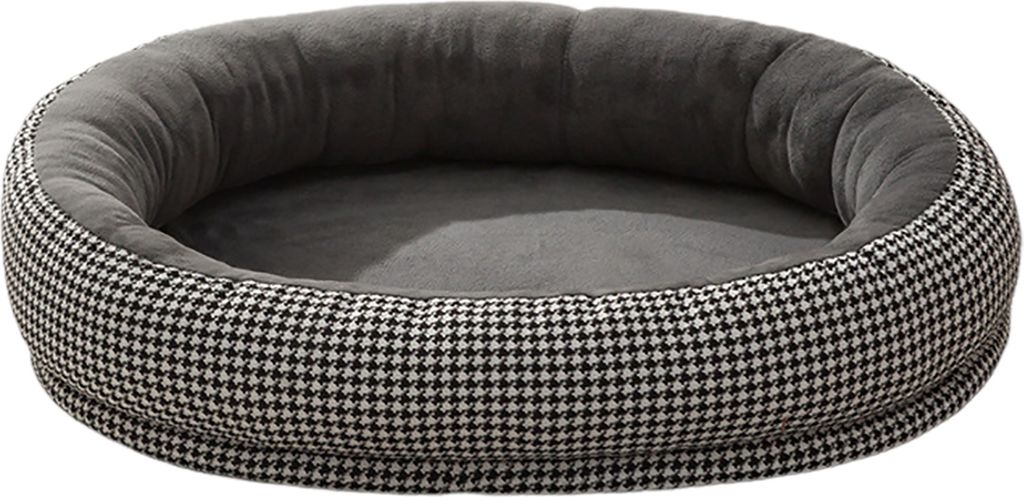 Rundes Donut-Hundebett, rutschfeste Unterseite, erhöhter Rand, flauschiges Katzennest, angstlösendes, beruhigendes Haustierbett für mittelgroße...