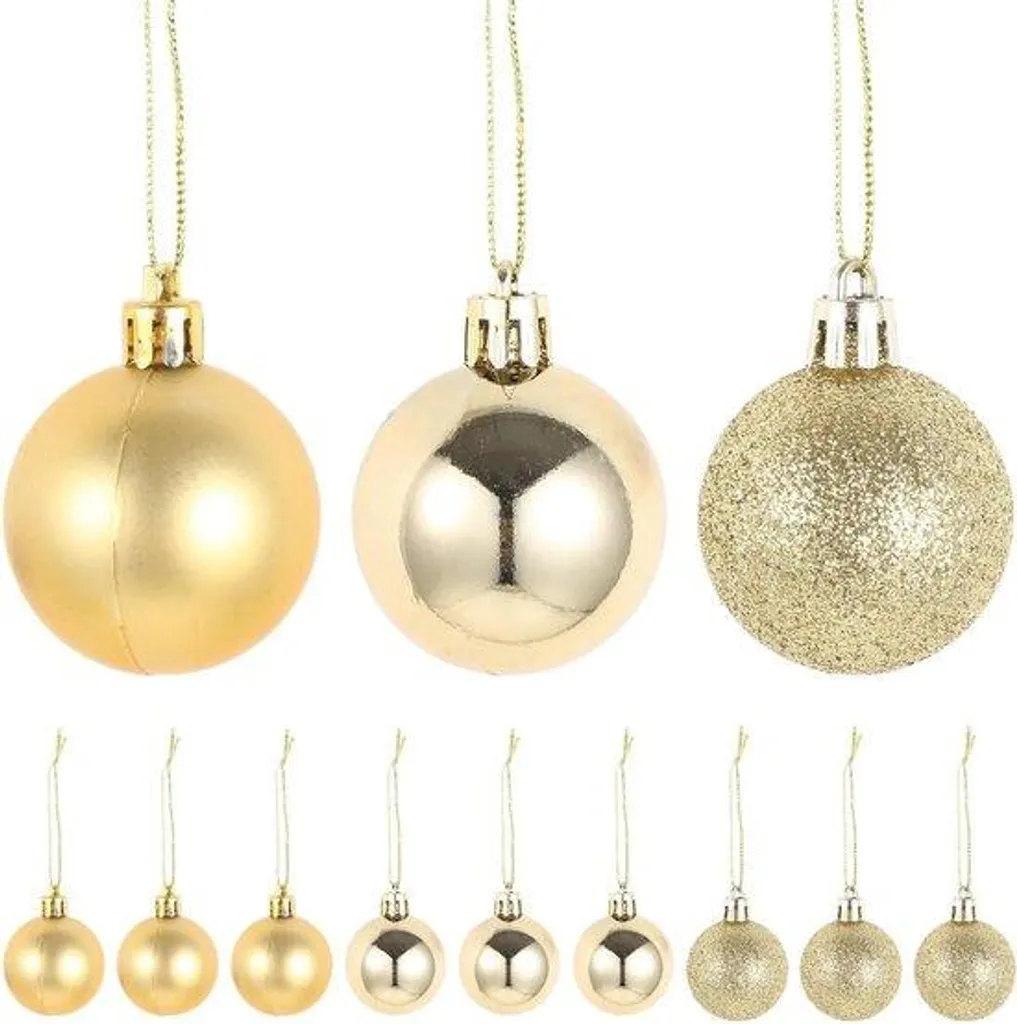 Lot de 12 boules de Noël dorées incassables en suspension pour sapin