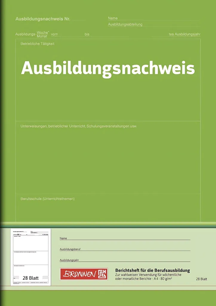 Cahier A4 de formation BRUNNEN 1042577 avec grilles pré-imprimées