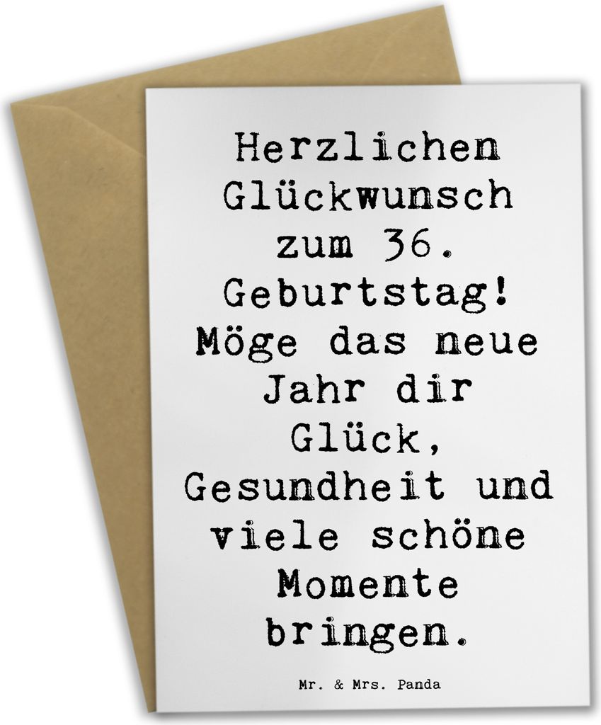 Mr. & Mrs. Panda Grußkarte Spruch 36. Geburtstag Glückwünsche - Weiß - Geschenk, zauberhaft, 36 Jahre, Happy Birthday, Familie, einladungskarte...