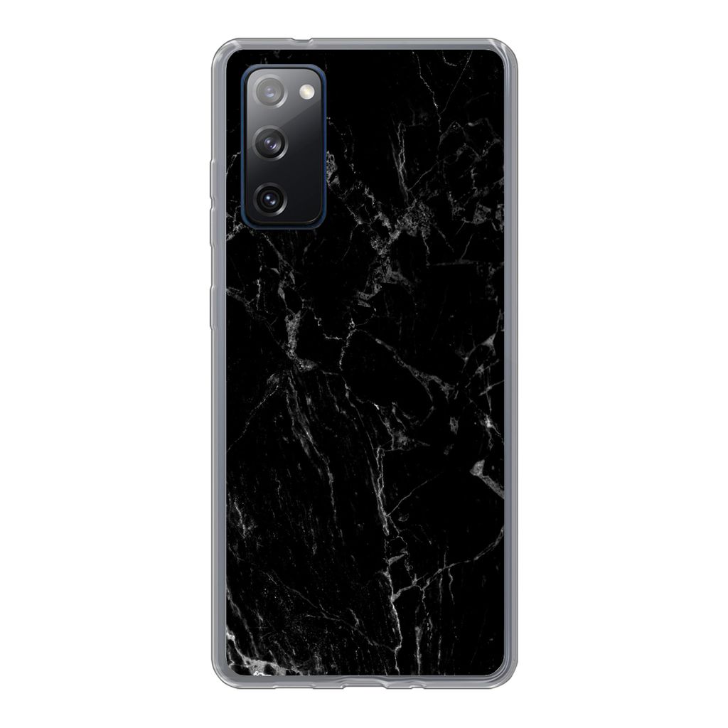 MuchoWow Handyhülle Schutzhülle Hülle für Samsung Galaxy S20 FE Marmor - Schwarz - Naturstein Silikon Softcase Handy Hülle - Abdeckung