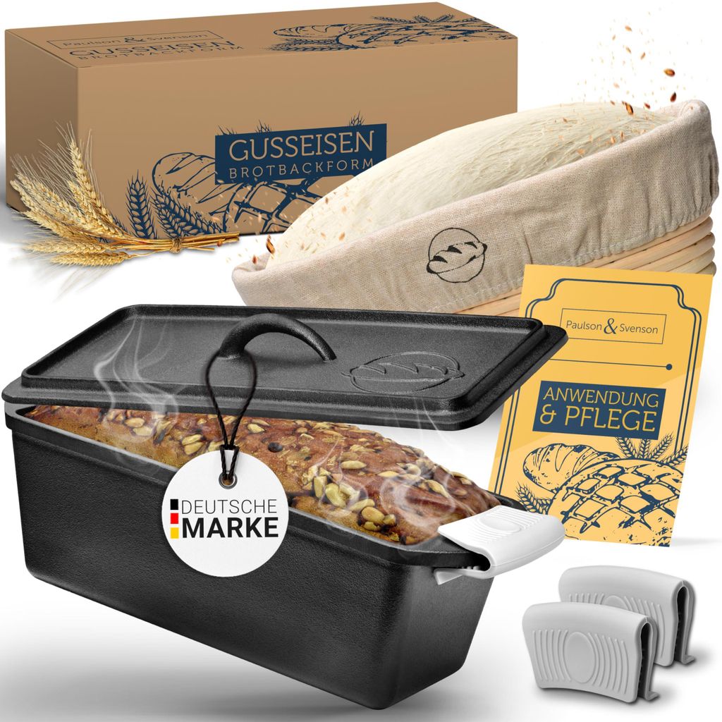 Brotbackform mit Deckel inkl. Gärkorb & Silikongriffe - Produktbild 