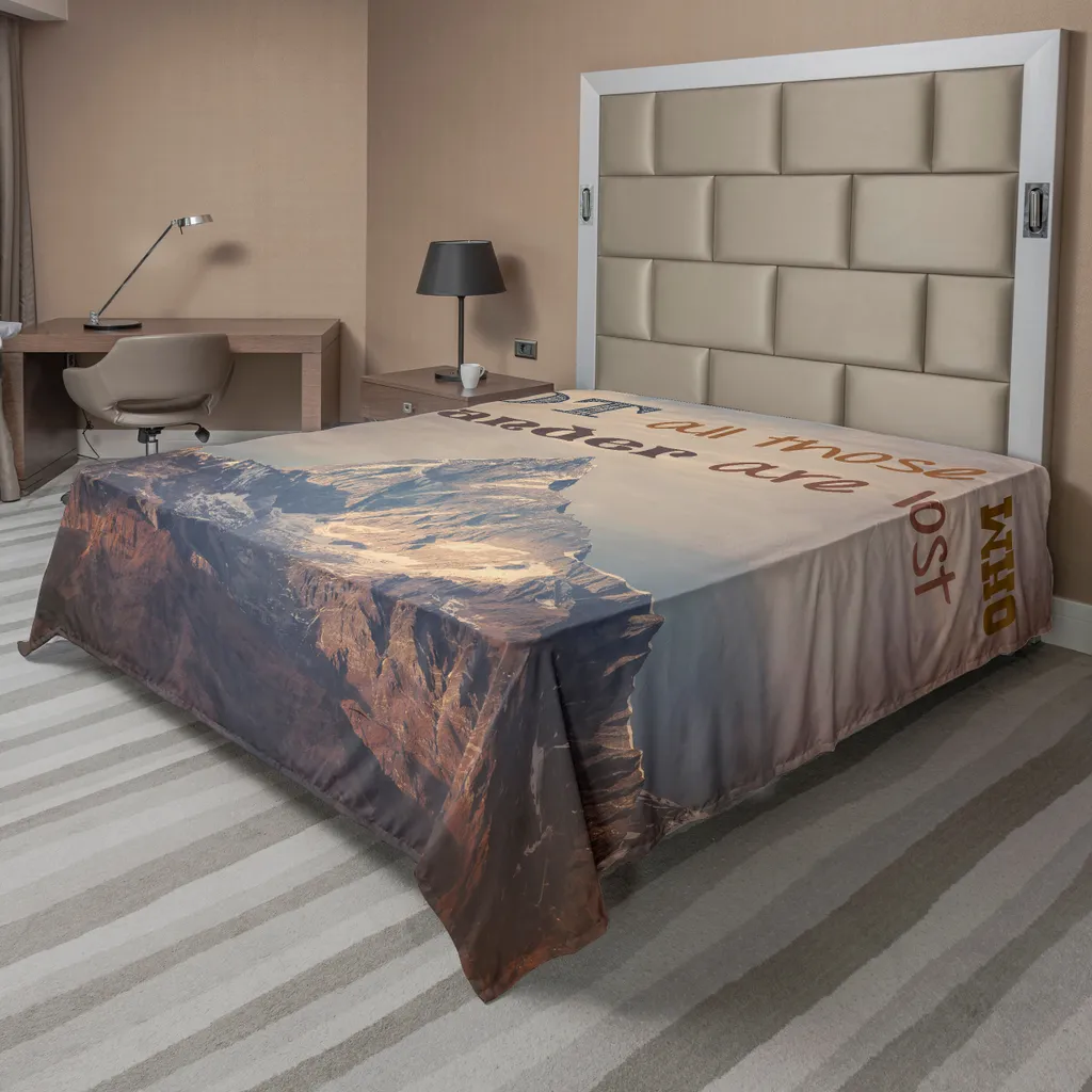 Grand drap plat décoratif paysage de montagne et proverbe 275x260 cm
