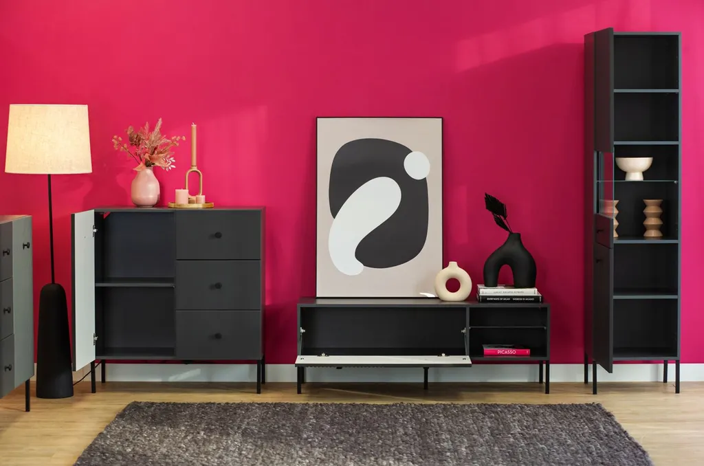 Commode à tiroirs HASKEL anthracite - Meuble de rangement multi-usages