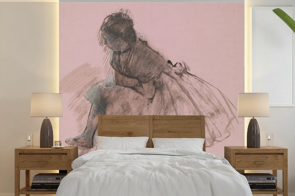 MuchoWow Fototapete für Wohnzimmer oder Schlafzimmer Wandtapete Vinyl Motivtapete Studie einer Balletttänzerin - Gemälde von Edgar Degas - 220...