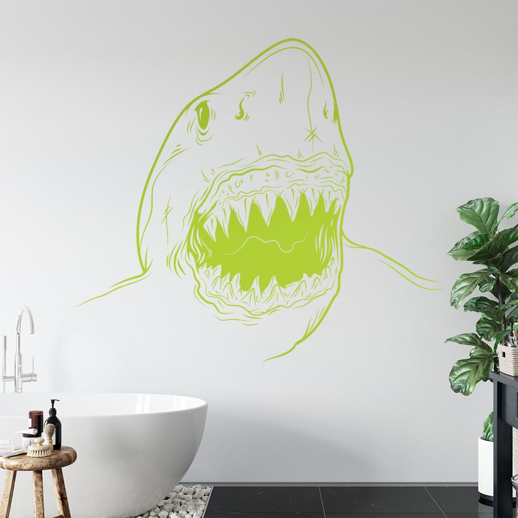 KIWISTAR Haifisch Angriff aggressiv Wandtattoo in 6 Größen - Wandaufkleber Wall Sticker - Dekoration, Küche, Wohnzimmer, Schlafzimmer, Badezimmer