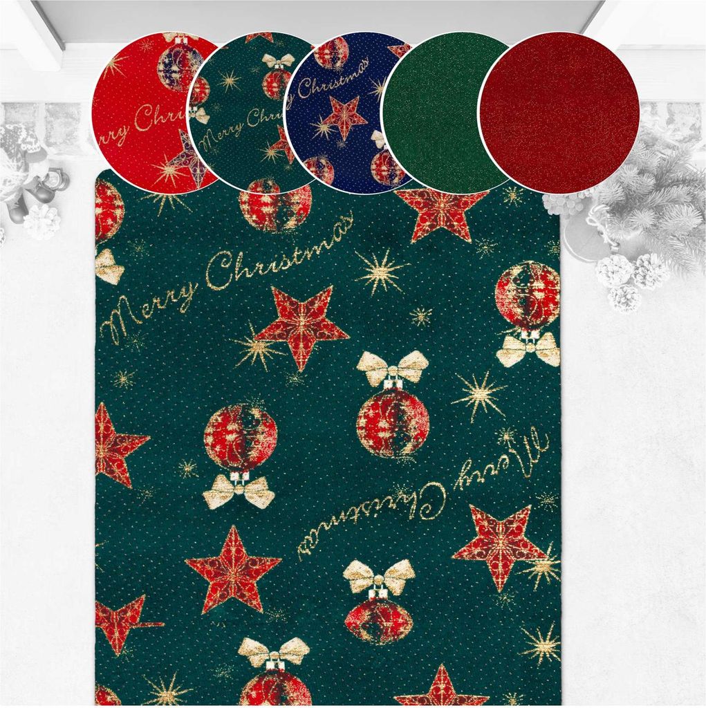 Fußmatte Türteppich Teppichvorleger Textil Merry Christmas Weihnachtsdeko Grün Robust Wasserabweisend Breite 80 cm Länge 120 cm