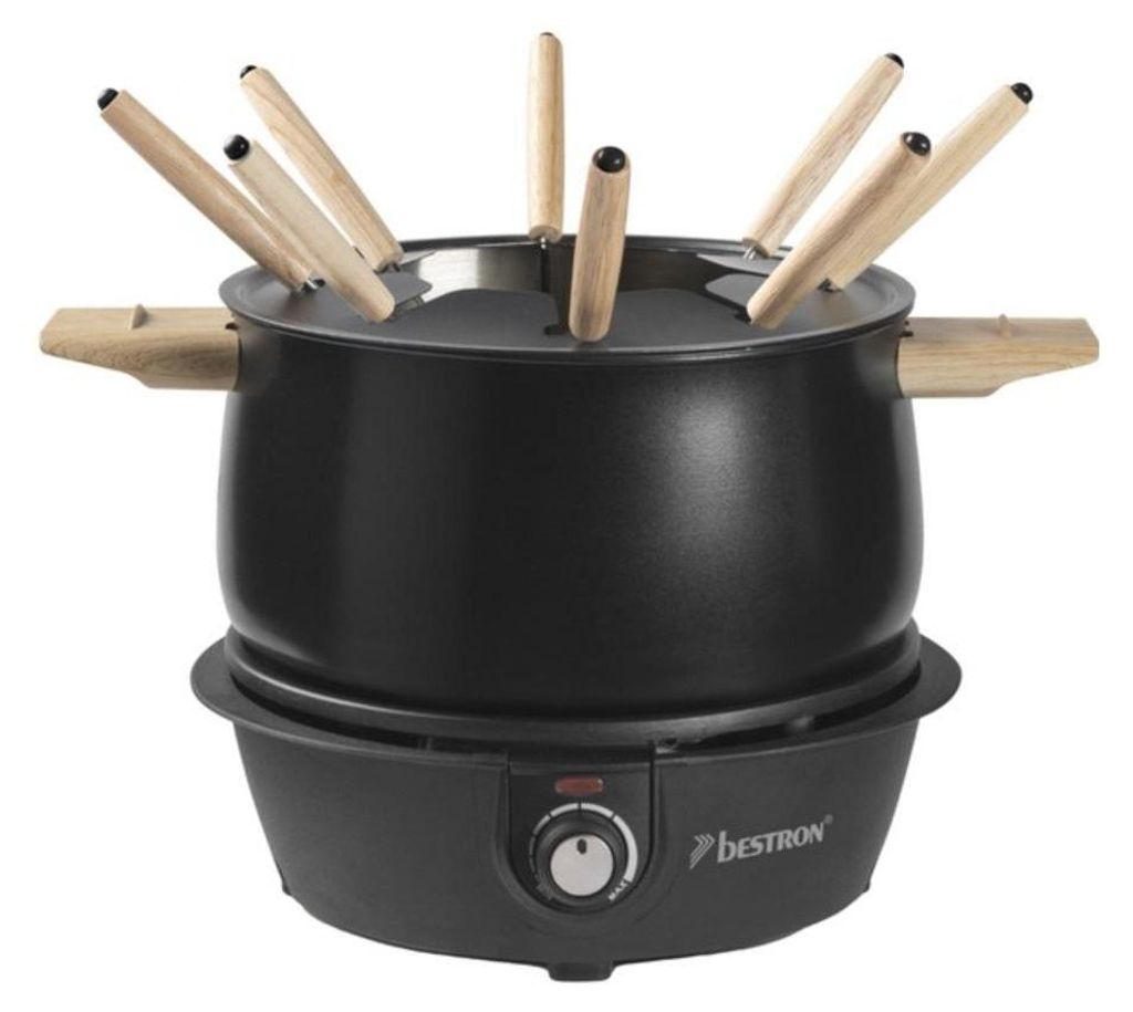 Fondue 1500w 8 fourchettes noir/bois - Bestron - AFD850BW - Image du produit 