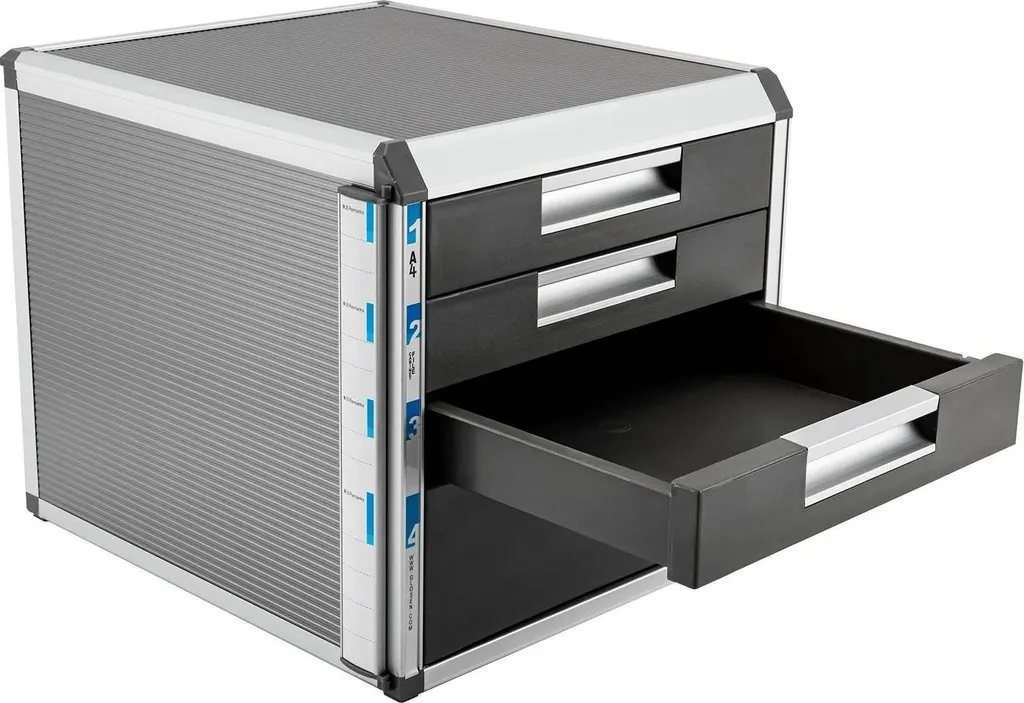 Caisson de bureau argent avec tiroirs 5 et 10 cm - Aluminium résistant - 5