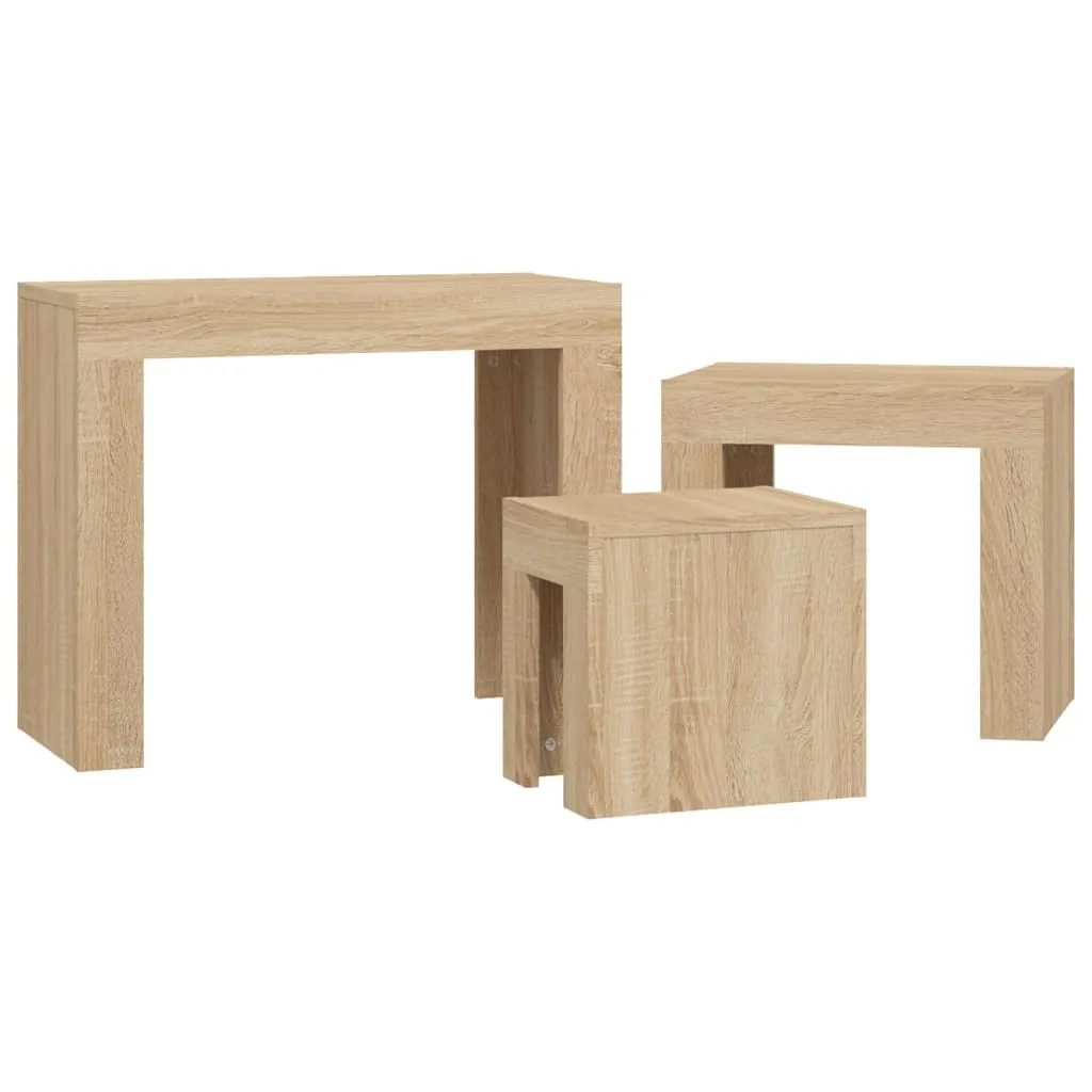 Set 3 Tavolini Sovrapponibili vidaXL Rovere Sonoma | Salvaspazio Design - 5