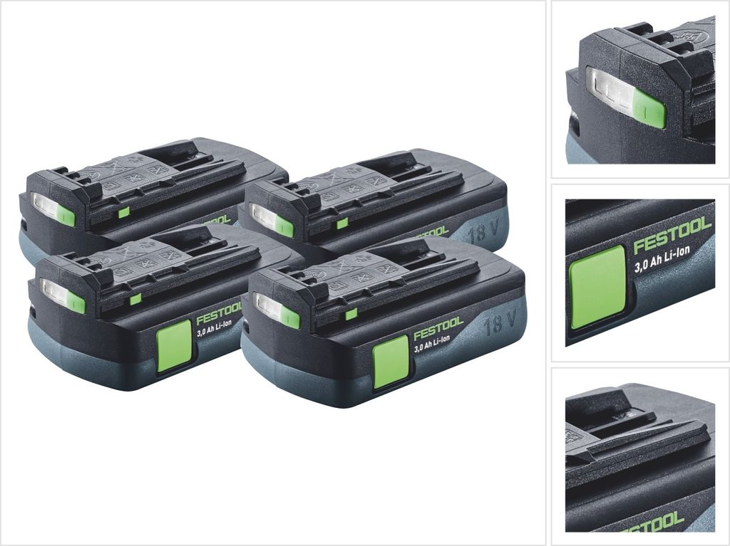 Festool Akku Set 4x BP 18 Li 3,0 C Akku 18 V 3,0 Ah / 3000 Produktbild 