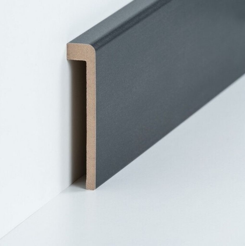 Fliesenabdeckleiste Bis 85 mm Höhe 19 x 96 x 2500 mm Grau MDF-Kern foliert Abdeckleiste für Fliesensockel by PROVISTON 62.5 Meter | 25 Stück