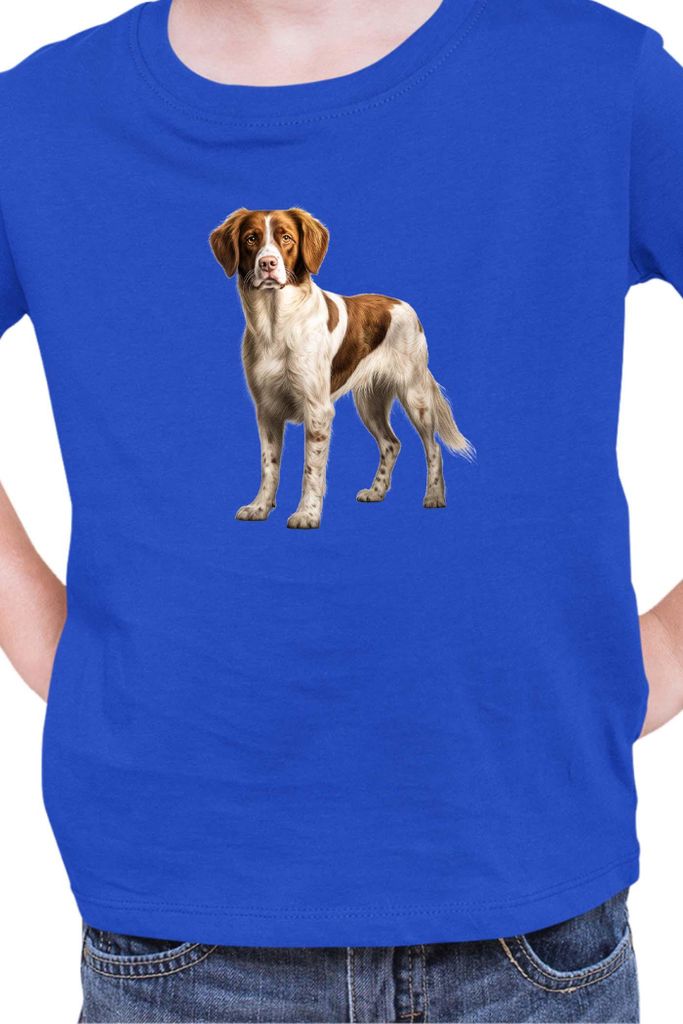 Kinder T-Shirt Dogs Breeds Brittany Dog Breed 005, 12-13 Jahr - 152 / Blau