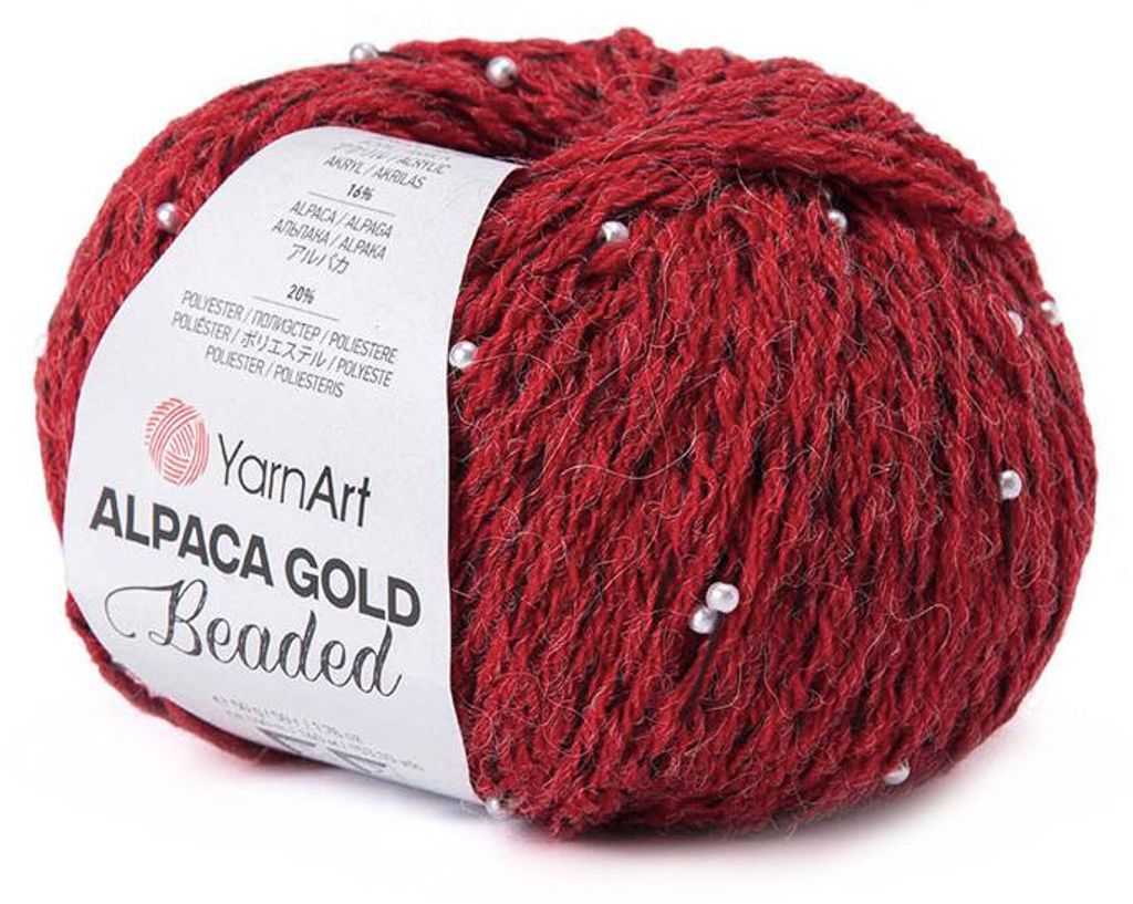YarnArt Alpaca Gold Beaded Perlengarn 50g Rot Produktbild 