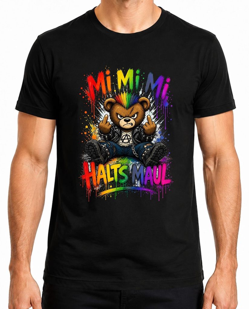 Camiseta negra para hombre, talla L, con el texto "Mi Mi Mi Imagen del producto 