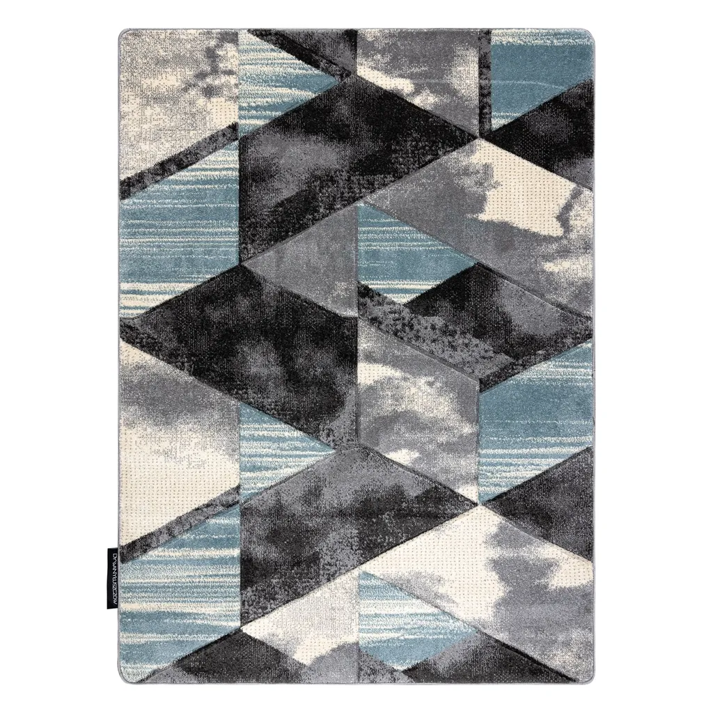 Tapis Bleu à Motifs Triangles 120x170 cm - Qualité ALTER Wet Durable