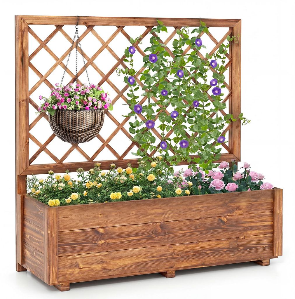 COSTWAY Blumenkasten mit Rankgitter, Hochbeet mit Spalier, Produktbild 