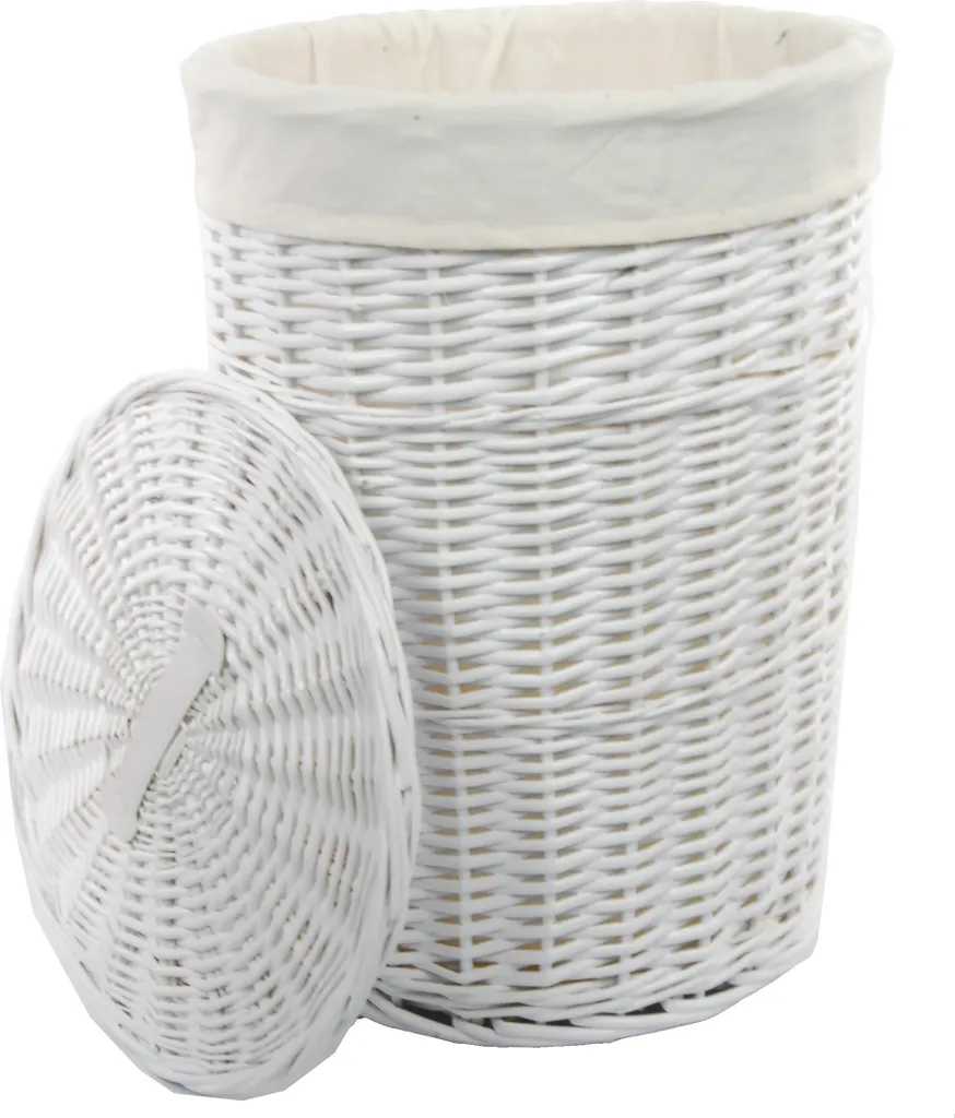 Portabiancheria Bianco Vimini 60L - Design Rotondo Salvaspazio