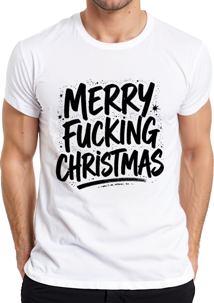 Merry Fucking Christmas Weihnachten frech sarkastisch Geschenk Herren T-Shirt, Weiß, XXL
