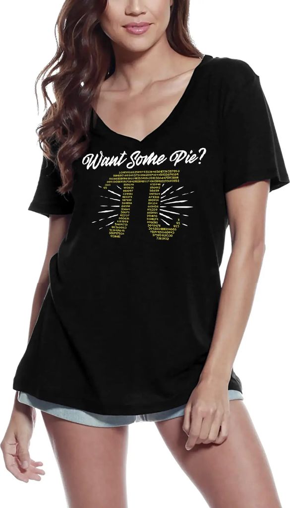 Damen Grafik T-Shirt V-Ausschnitt Willst du etwas Kuchen zum Pi-Tag - Mathe-Liebhaber – Want Some Pie Happy Pi Day - Math Lovers – Öko-Verantw...